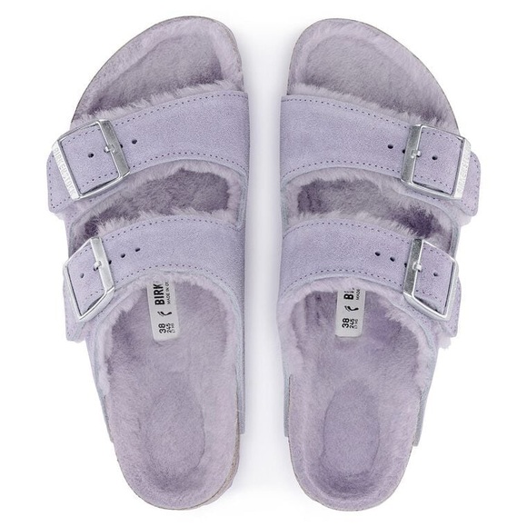 Birkenstock Arizona Shearling Suede Leather - Purple Fog - Picture 2 of 8